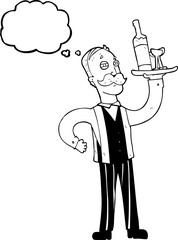 thought bubble cartoon waiter