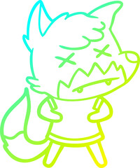 cold gradient line drawing cartoon dead fox