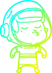 cold gradient line drawing cartoon confident astronaut