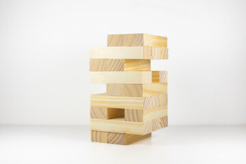 Wooden Building Blocks Structure (Broken Apart Angled)