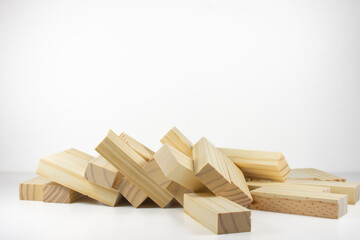 Wooden Building Blocks Structure Collapsed 