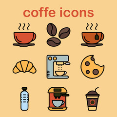 set of coffee icons, coffee icons, coffee shop vectors, cups