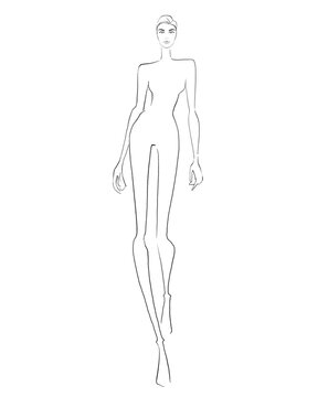 Fashion templates. Croquis. A figure of a woman on a white background	