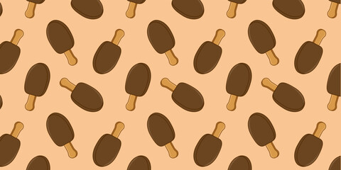 Popsicle, pattern , chocolate ice cream vector flat illustration