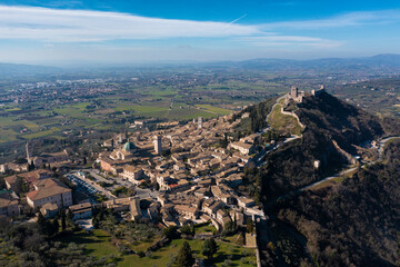 extended panoramic aerial view of the city of assisi umbria