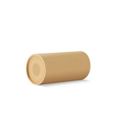 Craft cylinder set. Front view of natural paper tube and kraft paper tube isolated on white background.