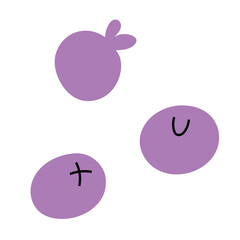 Blueberries doodle illustration isolated on white background. Simple hand drawn art of cartoon berries, doodle icon