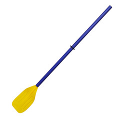 Boat paddle isolated on transparent background. Blue oar
