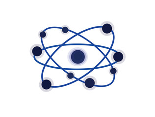atom on black. The model of a molecule atom.  Vector detail of atom isolated over white background. Molecular atom neutron laboratory Icon Vector physics science model for your web site design, logo