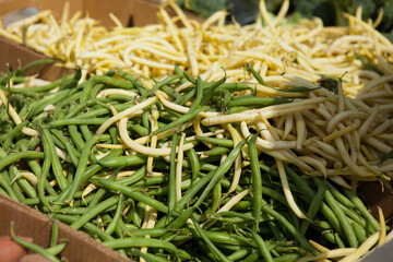 Organic Green Beens at a Farmers Market Stand