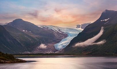 Lake Svartisvatnet and Svartisen Glacier, Norway