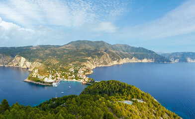 Obraz premium Summer view of Assos peninsula (Greece, Kefalonia).
