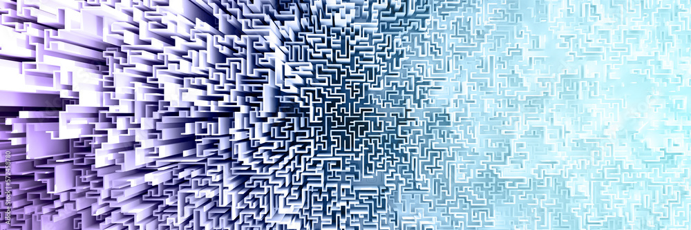 Poster Infinite maze mega city: technology and development concepts, original 3d rendering