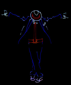 Dancers in suits with LED lamps. light show