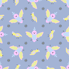 seamless pattern cute childish. seamless background with birds. For fashion fabrics, children's clothing. bright color chicks. spring pattern