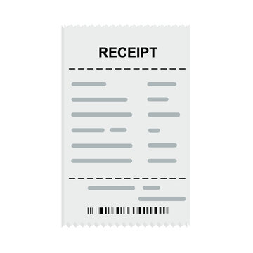 Receipt icon. A paper document about payment or purchase in a store. Getting cash from an ATM, account sign. The amount or cost of the purchase.
Vector isolated image.