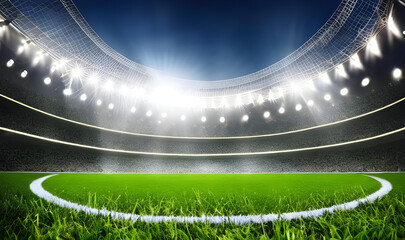 Cinematic Football stadium background with full of crowded audience, generative ai, football fans or supporters chanting and celebrating in soccer ground 
