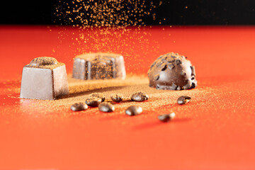 chocolates shooting in studio with solid background