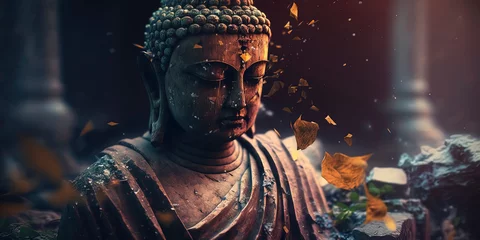 Foto auf Alu-Dibond buddha statue. AI-Generated © Lemart