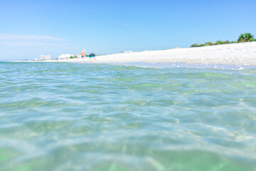 Clam pass park beach at Naples, Collier county, Florida with beautiful turquoise blue ocean sea...