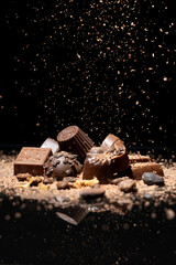 chocolates shooting in studio with solid background