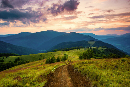 picturesque summer landscape, wonderful sunset in the mountains	