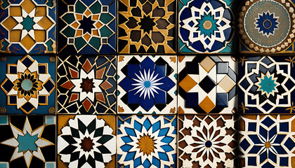Moroccan Zellige Tiles wallpaper. Generative AI