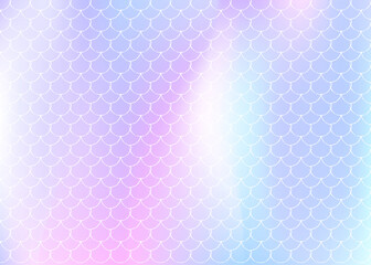 Gradient scale background with holographic mermaid.