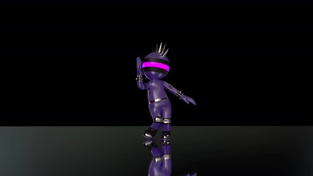 Bubble Punk Dancer Loop 3D Animation With Alpha Video