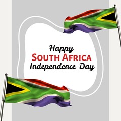 Illustration of happy south africa independence day text and south african flags on gray background