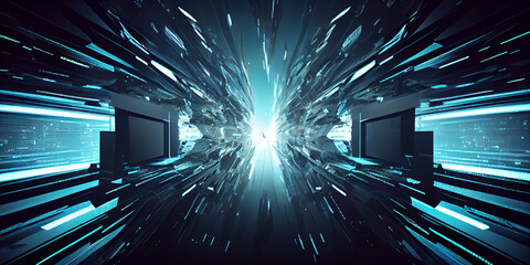 Abstract background with cyberspace concept. Gnerative AI.