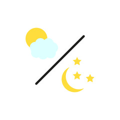 Blue sun cloud moon stars. Space background. Vector illustration.