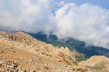 View from the top of Mount Tahtali of Antalya province in Turkey. Popular tourist spot for sightseeing and skydiving
