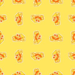 Cartoon cheese seamless funny monsters pattern for wrapping paper and kids clothes print and fabrics and linens