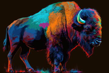 The Majestic Beast: A Pop Art-Inspired Portrait of a Bison