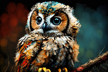Colorful Owl in Pop-Art Style: Vibrant and Playful 