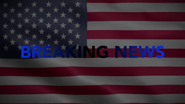 Breaking News USA Broadcast Blue Black Flag Loop Background 4K