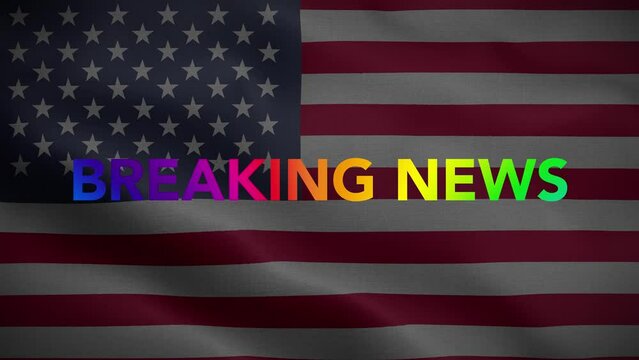 Breaking News USA Broadcast LGBT Black Flag Loop Background 4K