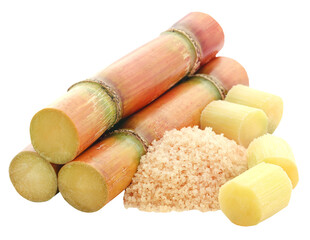 Piece of sugarcane with red sugar