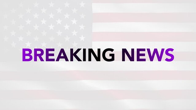 Breaking News USA Broadcast Purple White Flag Loop Background 4K