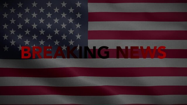 Breaking News USA Broadcast Red Black Flag Loop Background 4K