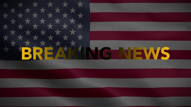 Breaking News USA Broadcast Yellow Black Flag Loop Background 4K