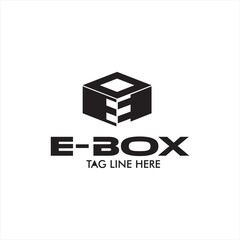 Initial e box delivery and postal service design logo vector