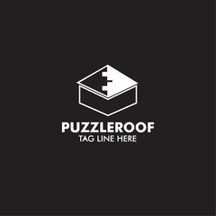 Puzzle roof construction building architecture design logo