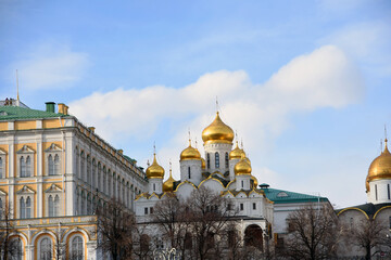 Moscow Kremlin architecture, popular landmark.	