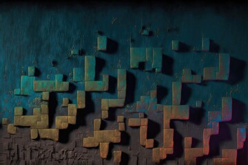 Textured abstract background with 3D extrusions. Generative ai composite