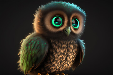 Naklejka premium The Adorable Owl 3D Character. Generative AI