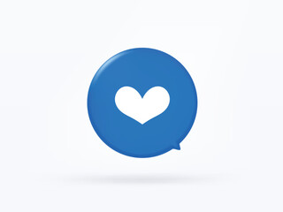 3d speech bubble with heart for like on social media platform icon vector concept. Trendy modern design illustration isolated