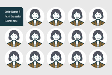 シニア女性のバストショット14点セットNo.3