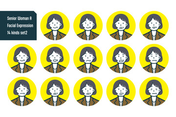 シニア女性のバストショット14点セットNo.4